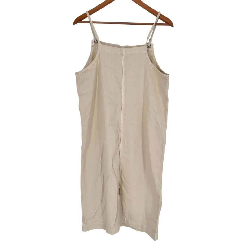 Monki Khaki Overall Denim Dungaree Dress size Small Sleeveless Pockets Cotton - Image 8
