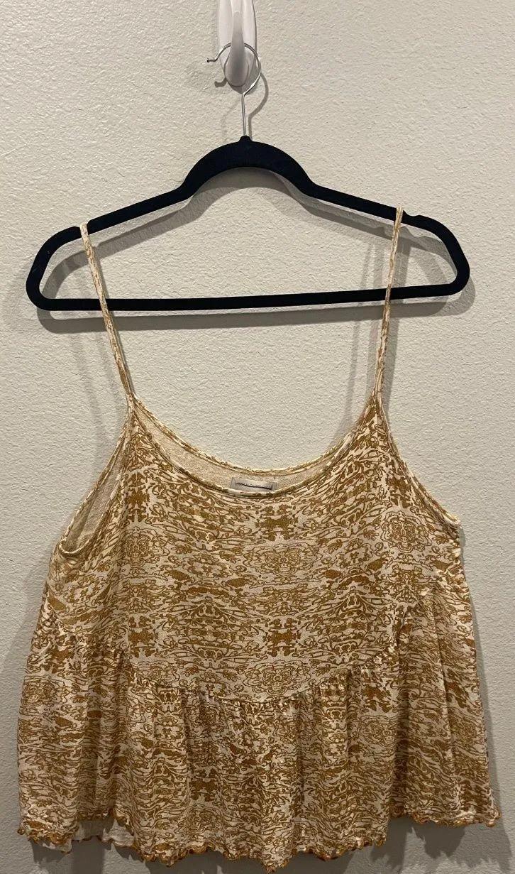 Urban Outfitters Boho Print Lettuce Edge Crop Tank Top - Image 2