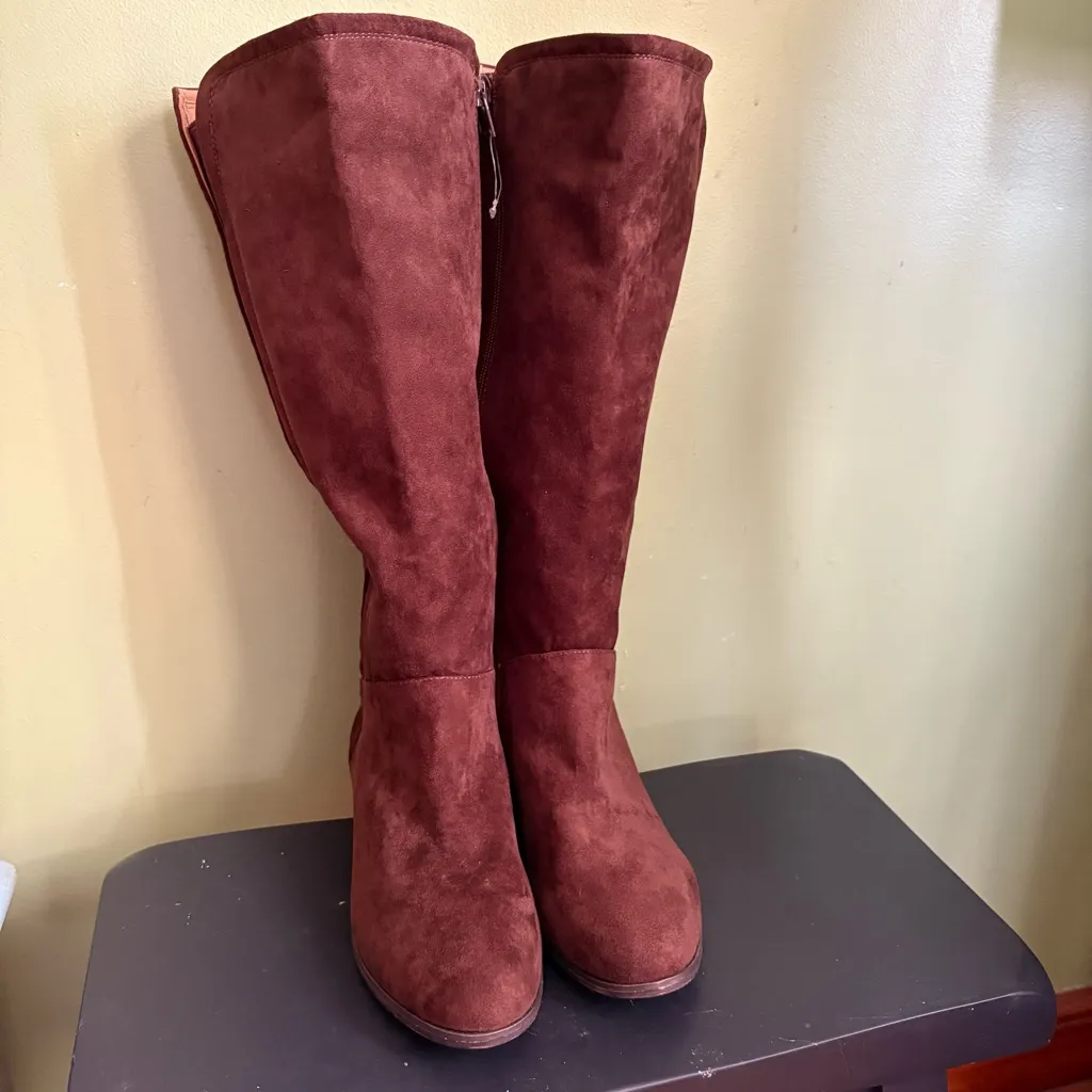 Vegan Suede Tall Boots NWOB - Image 2