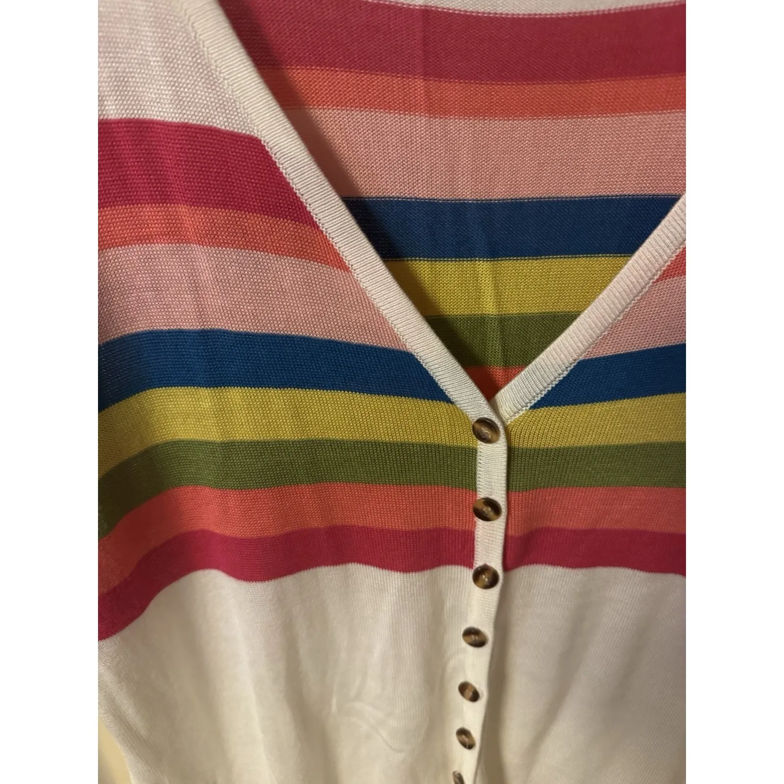 Hyped Unicorn  Lightweight Rainbow Striped Knit Cardigan Size Medium - Image 6