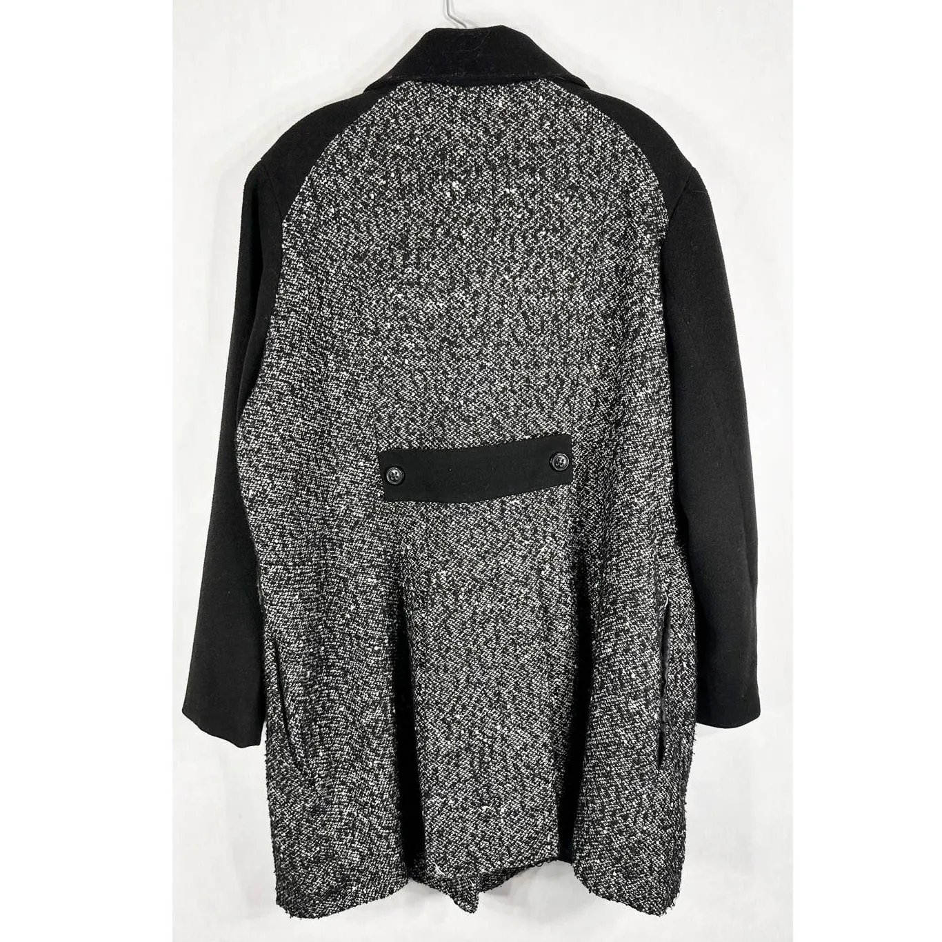 VTG IB Diffusion Coat Womens Size Large Gray White Black Midi Lined Pea‎ B - Image 2