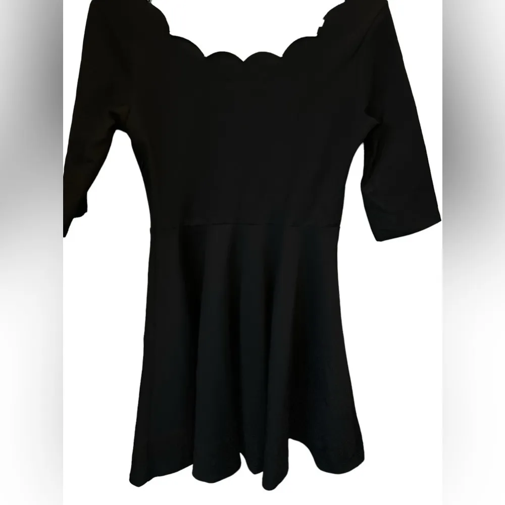 Lulus Tip the‎ Scallops Black Scalloped Scoop Neck Skater Dress - Image 8
