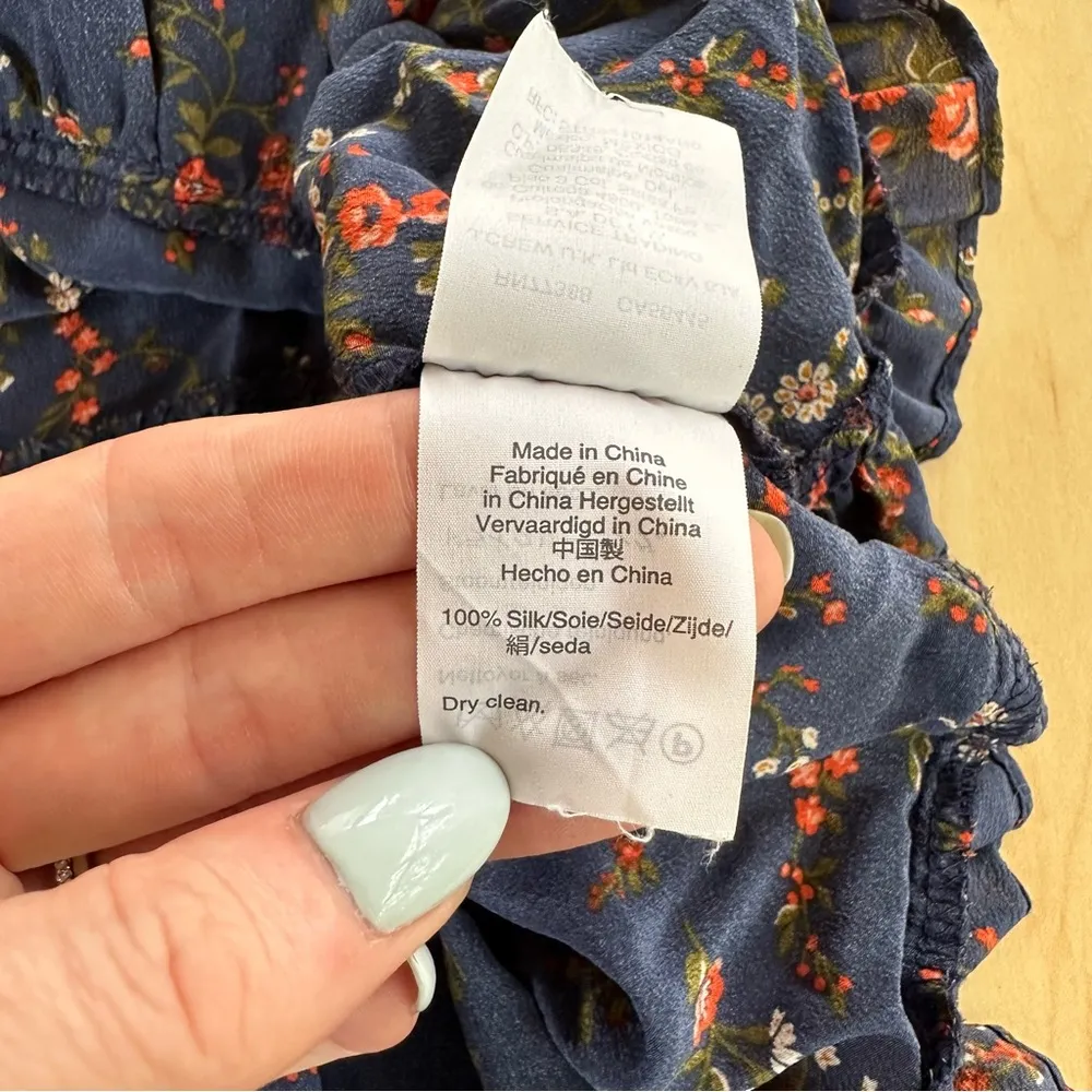 Madewell Silk Stanza Ruffle Hem Top In Moonless Floral - Image 4