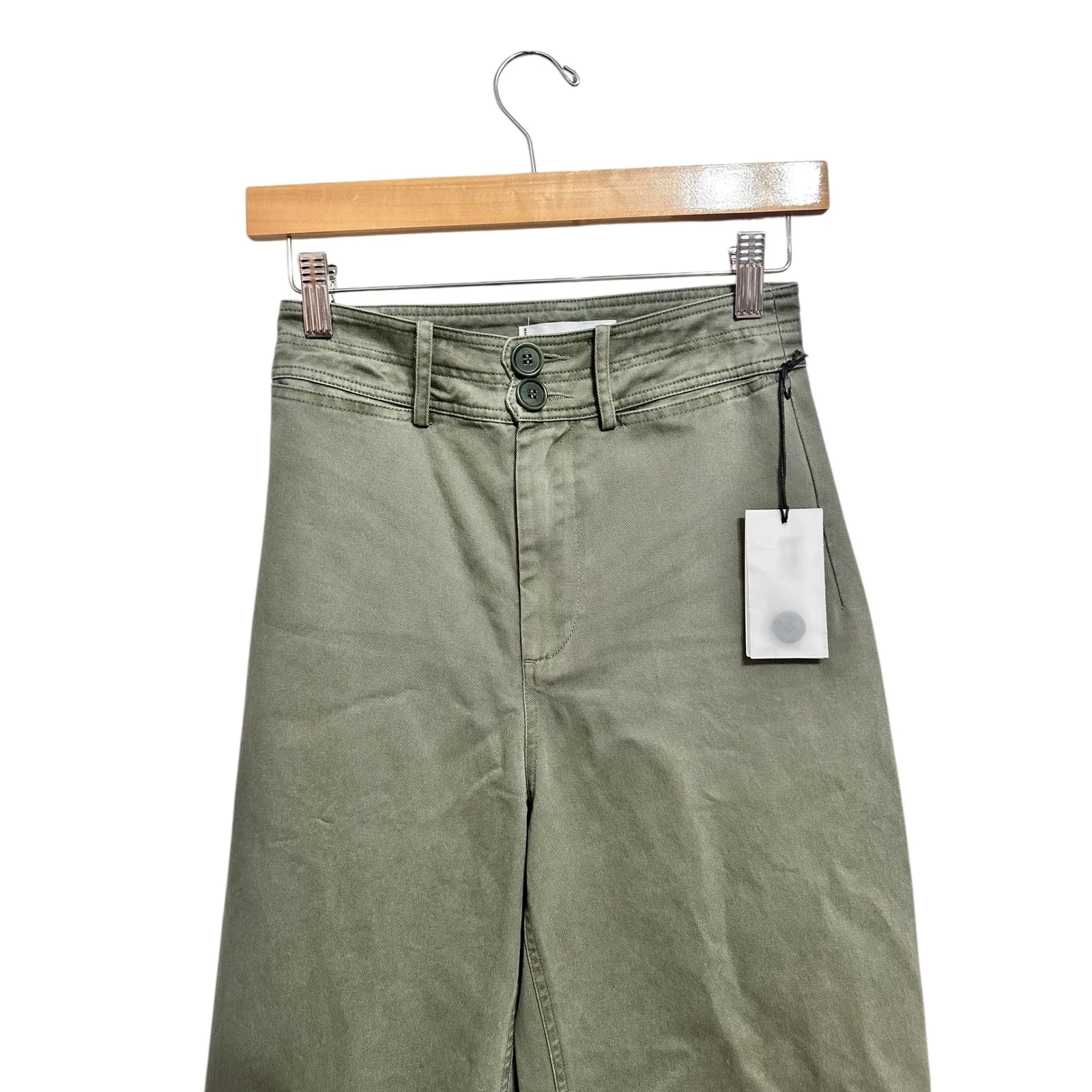 A Piece Apart Merida Chino thyme green Pant Size 0 Wide Leg Cropped NEW - Image 3