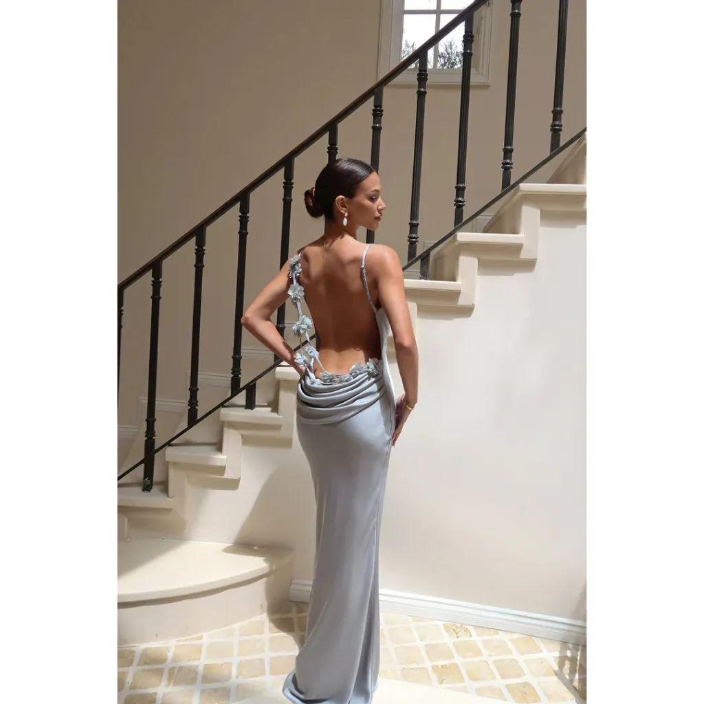 JLUXLABEL Down the Aisle Open Back Satin Gown in Sage Size Small - Image 4