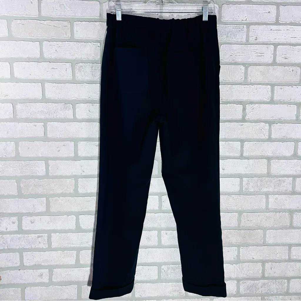Maeve by Anthropologie Pintuck Tapered Leg Cuffed Black Trousers Size 8 - Image 5