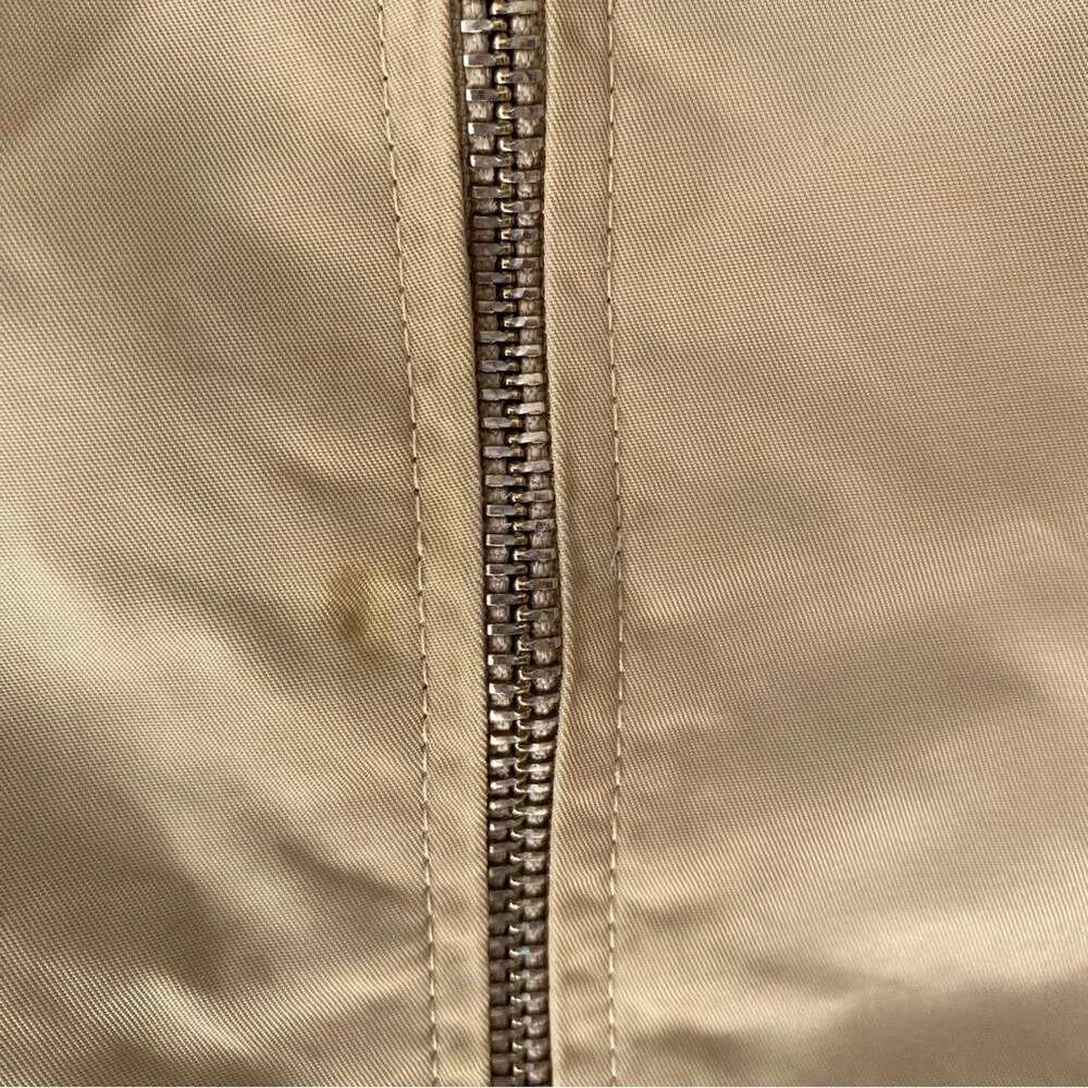 Samantha Sipos Stripe Rib Knit Tan Bomber Jacket Flawed size large - Image 4