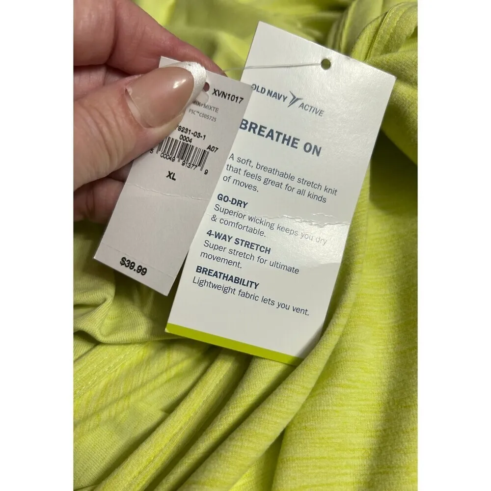 Old Navy XL Lime Green Breathe On Knit Wrap Romper Drawstring Waist Active NWT - Image 9