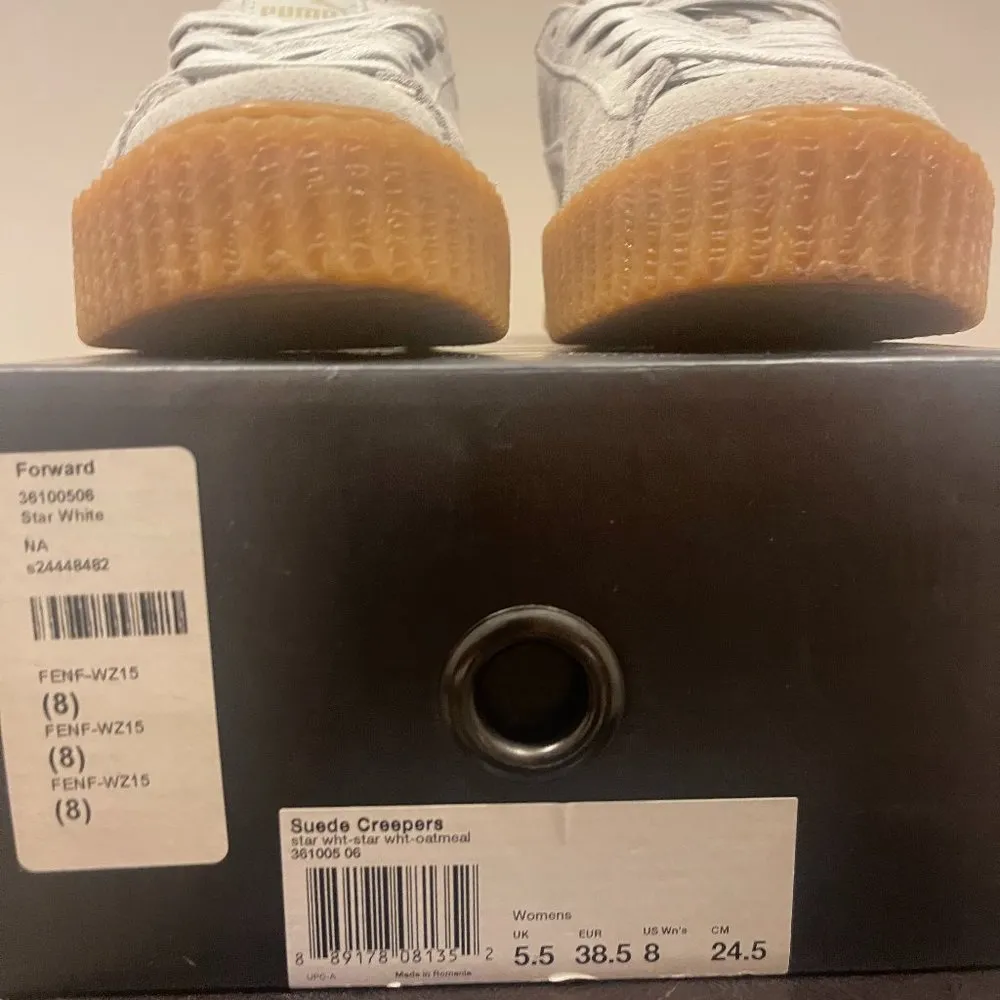 White and Tan Platform Sneakers with Thick Sole Size 8 - Image 5