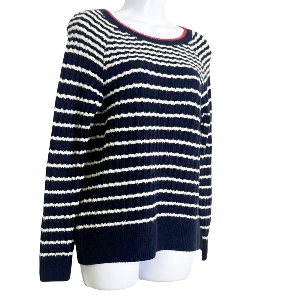 Old Navy Navy & White Striped Pullover Sweater Red Trim Size Small - Image 4