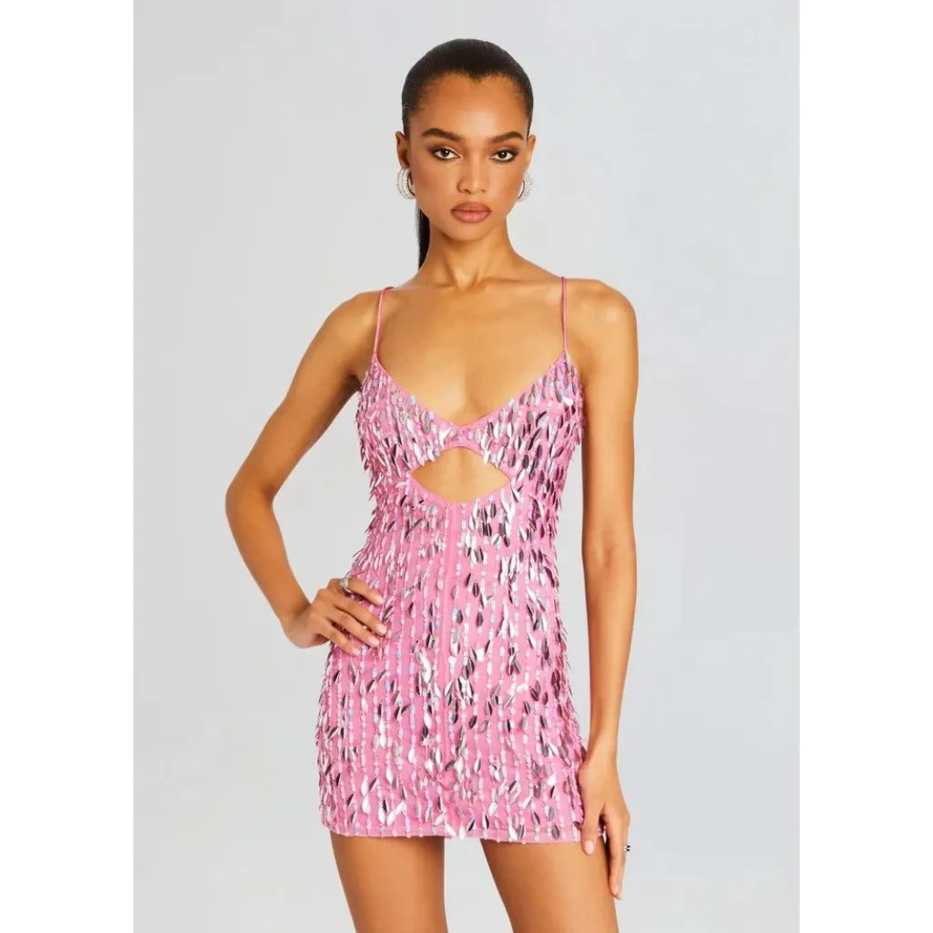 Retrofete Annistyn Dress in Fondant Pink Large New Womens Mini Embellished - Image 15