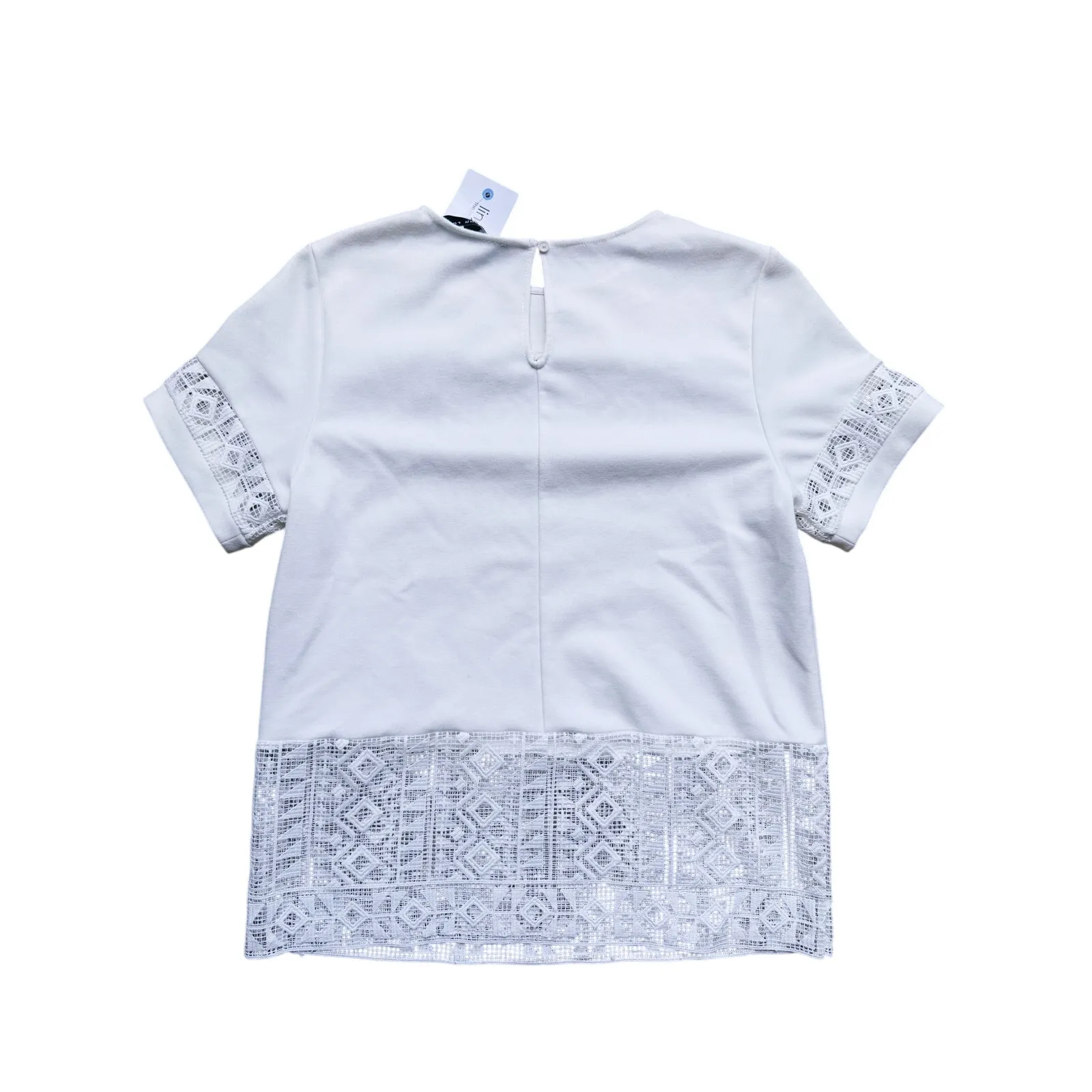 Generation Love Lace Panel Short Sleeve Blouse XS White Boho Cottagecore Luxe - Image 6