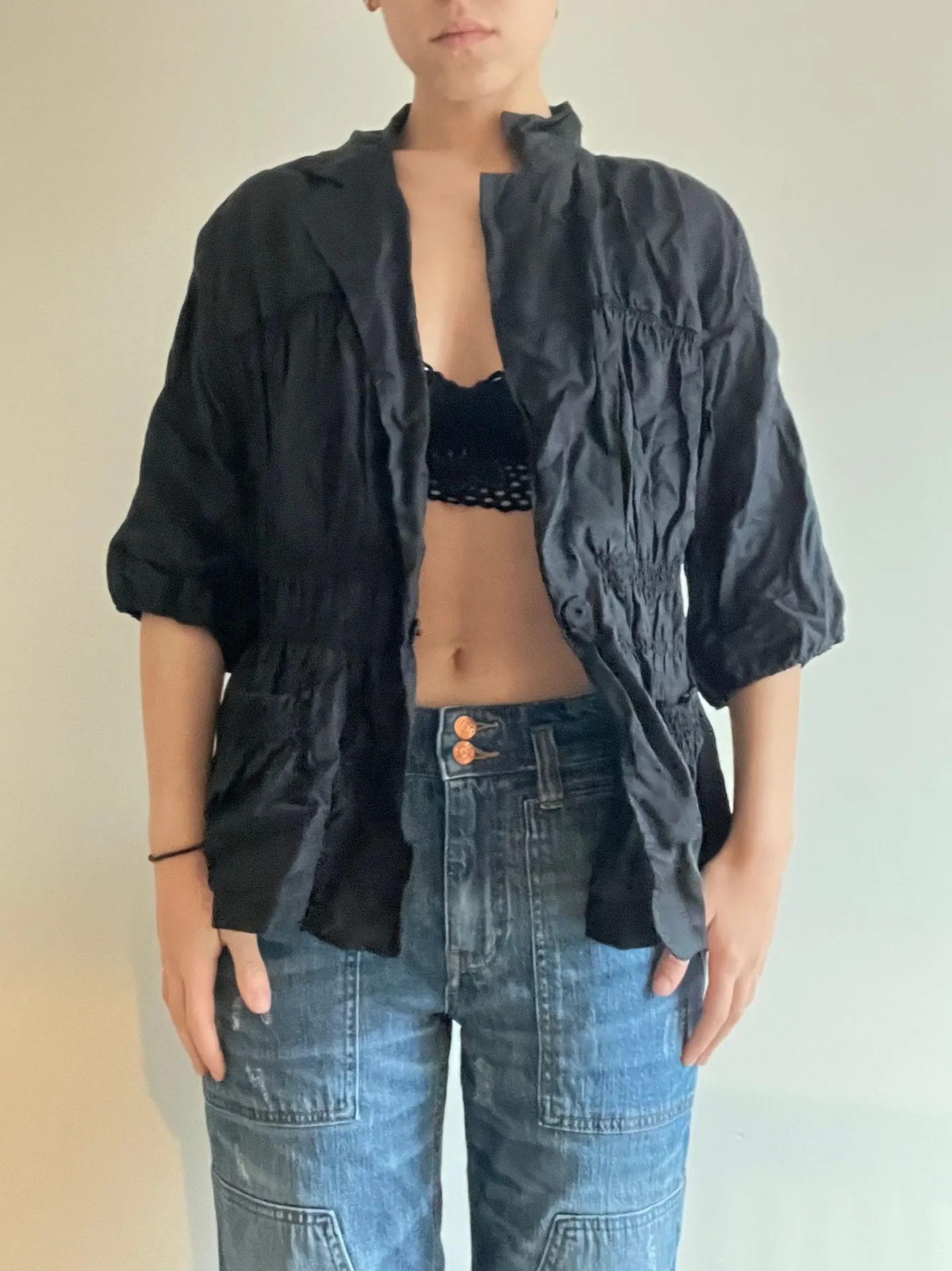 Black Essential Smocked Top  - Image 6