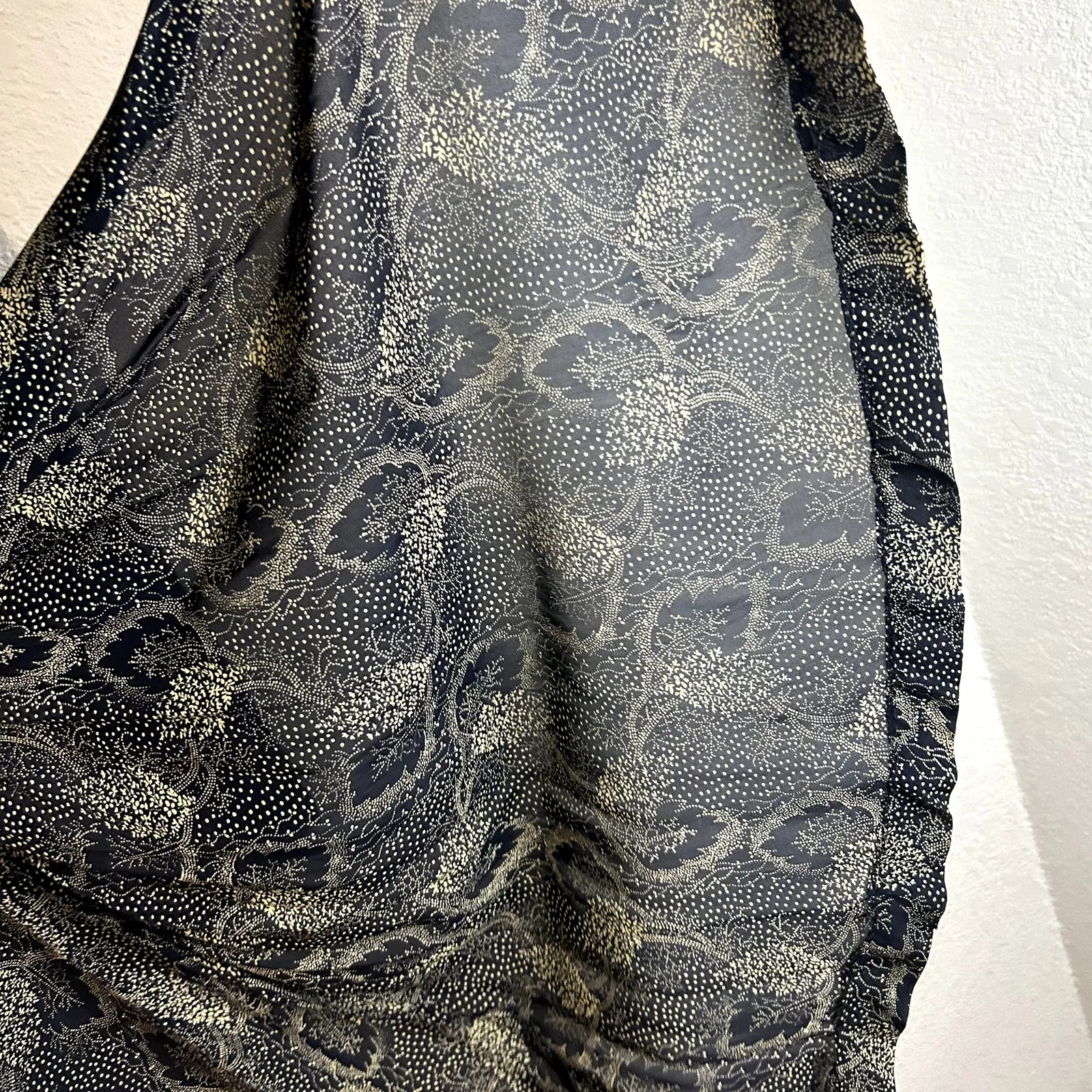 Vintage Sharon Rothfeld Sharon's World Wrap Dress Womens Size 11/12 Navy Silk Blue - Image 9