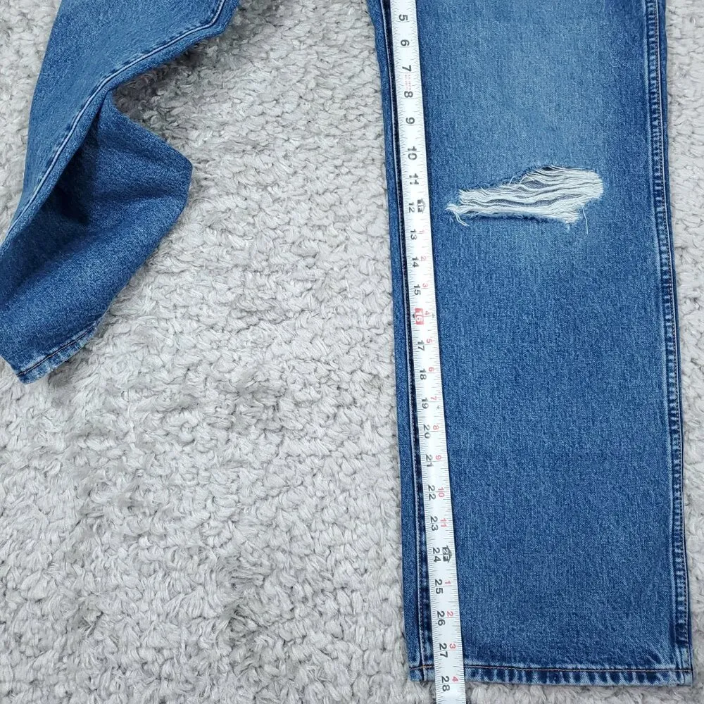 Wrangler High Rise Loose Mom Relaxed Jeans Ripped Medium Wash Blue Size 26x28 - Image 10