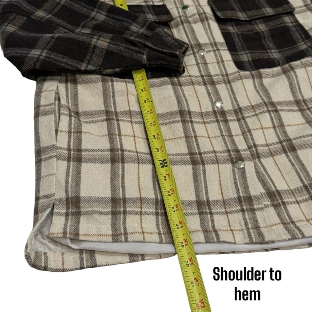 Princess Polly Myley Oversized Shacket in Brown and Tan Plaid Women's Size XS/S - Image 7