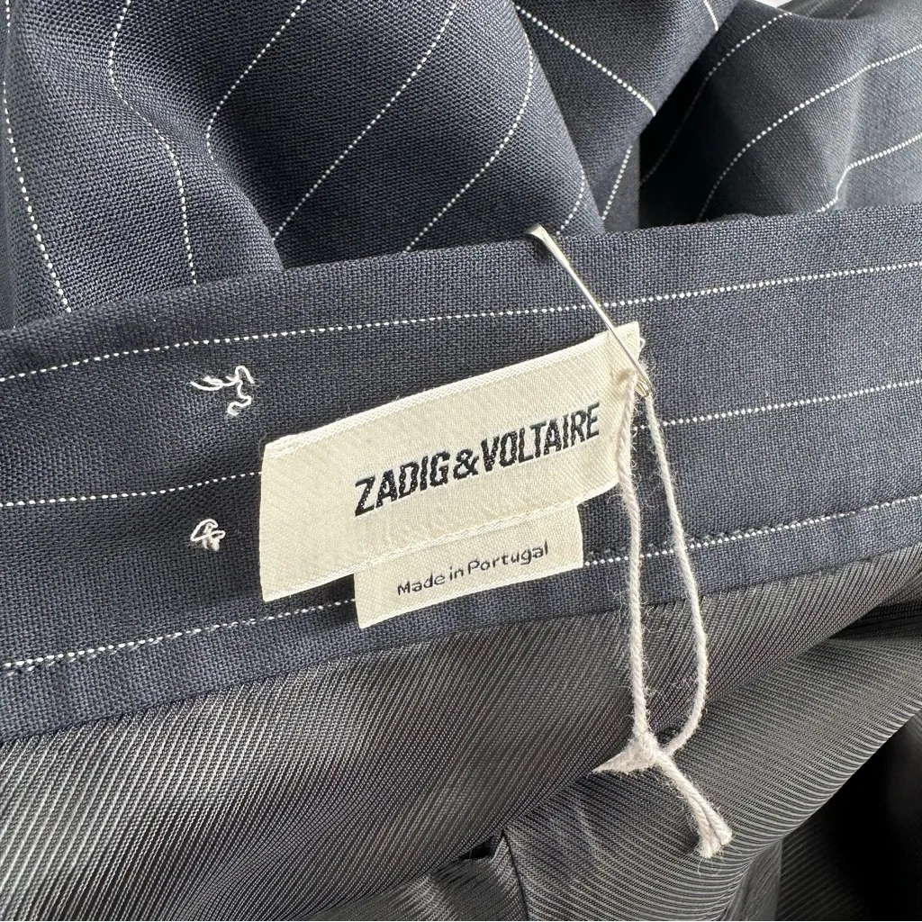 Zadig & Voltaire Joe Stripes Mini Miniskirt in Marine Navy Pinstripe size 36 NWT - Image 12