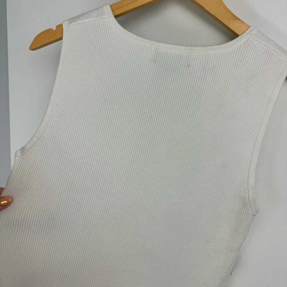 Vtg Y2K Zebra Stripe Ribbed Top Sz Large Quarter Zip Sleeveless Tank Black - Image 15