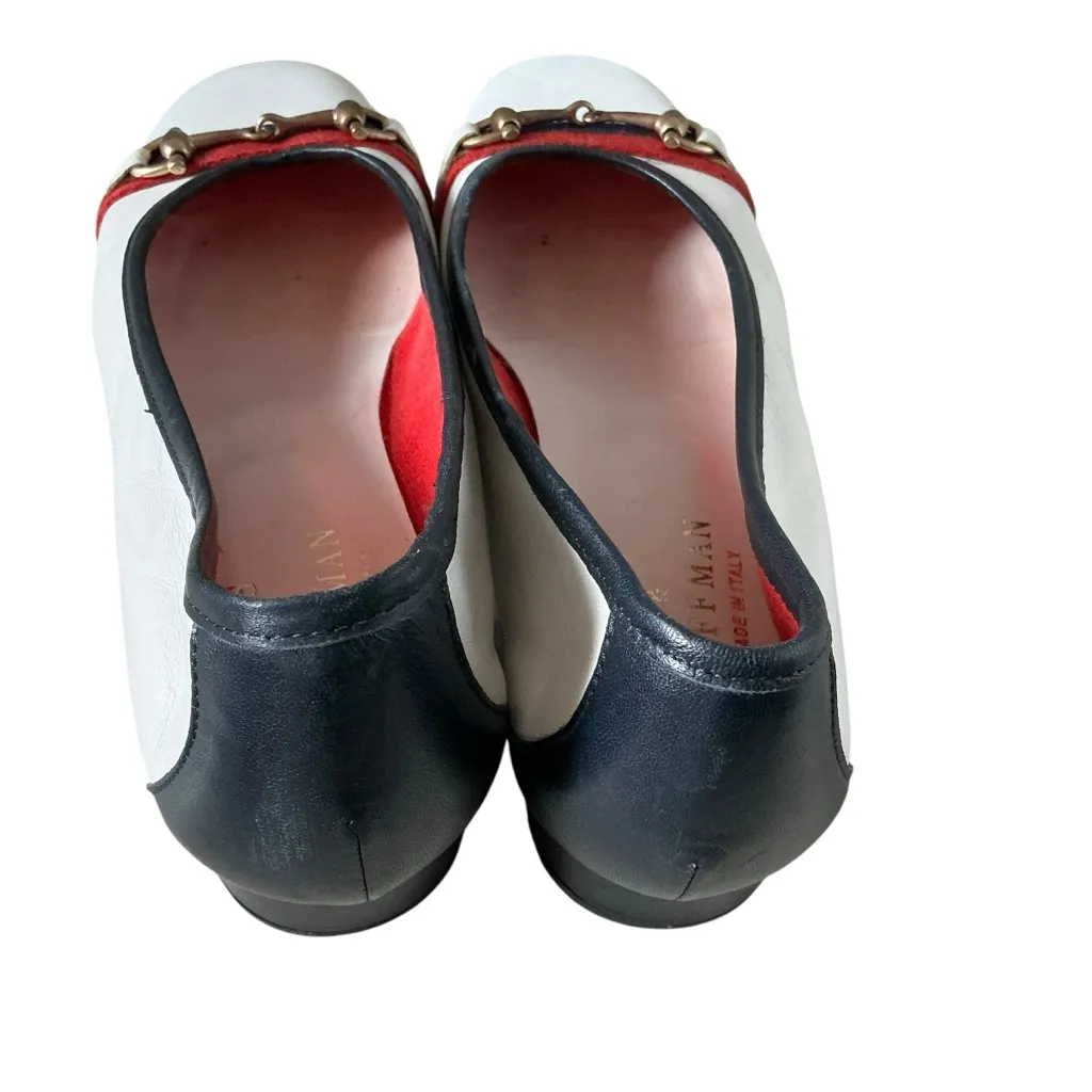 Maus & Hoffman Made in Italy women’s white color leather lined horsebit shoes Size 9 - Image 4