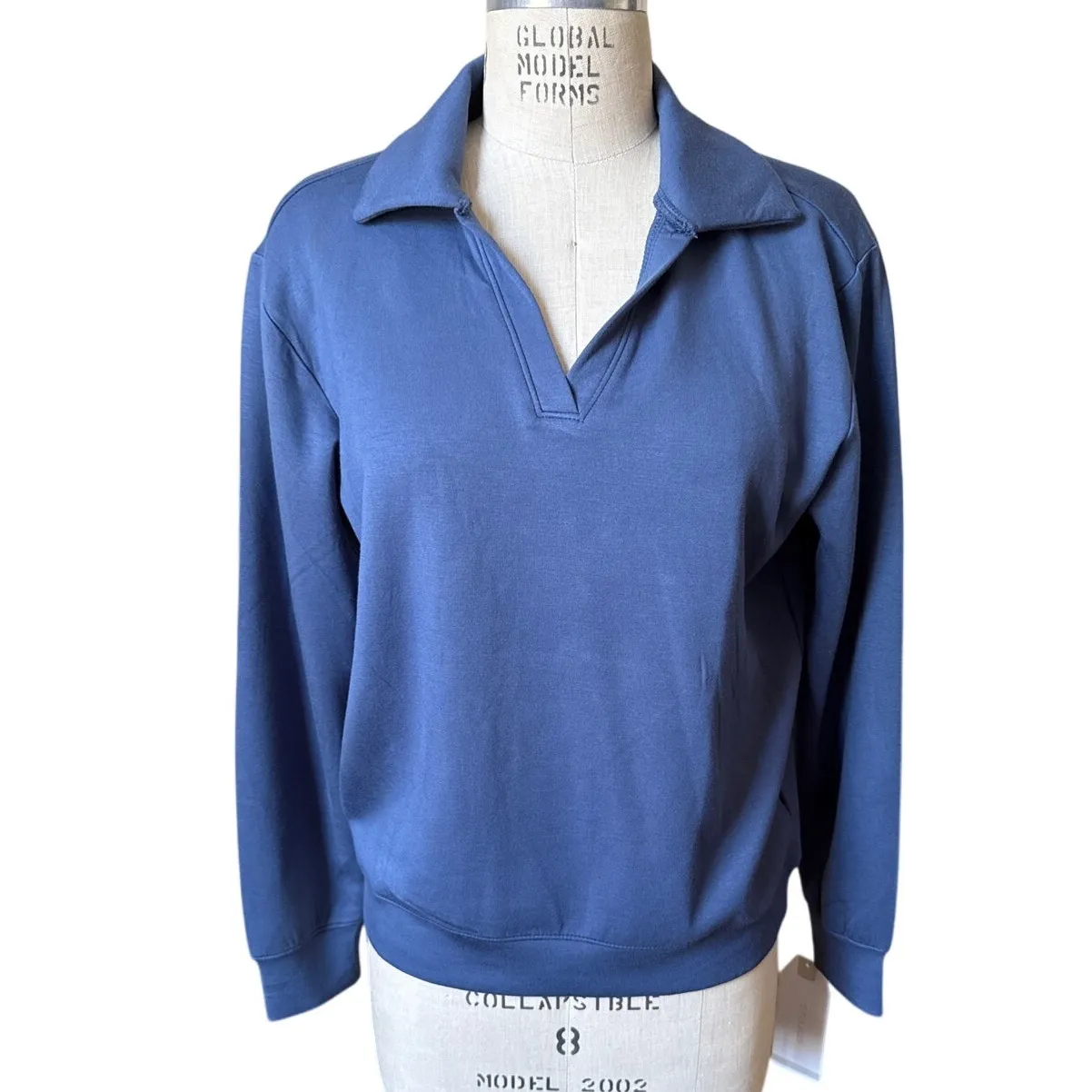 Softies NWT DreamTech Johnny Collar Shirt Indigo Women’s Size Medium Blue - Image 2
