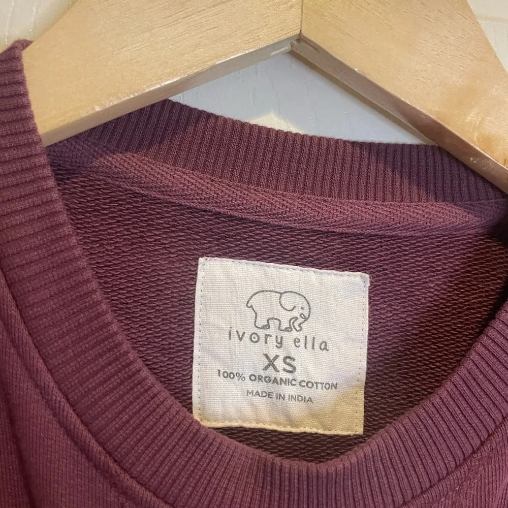 Ivory Ella Long Sleeve Maroon Crewneck - Image 3