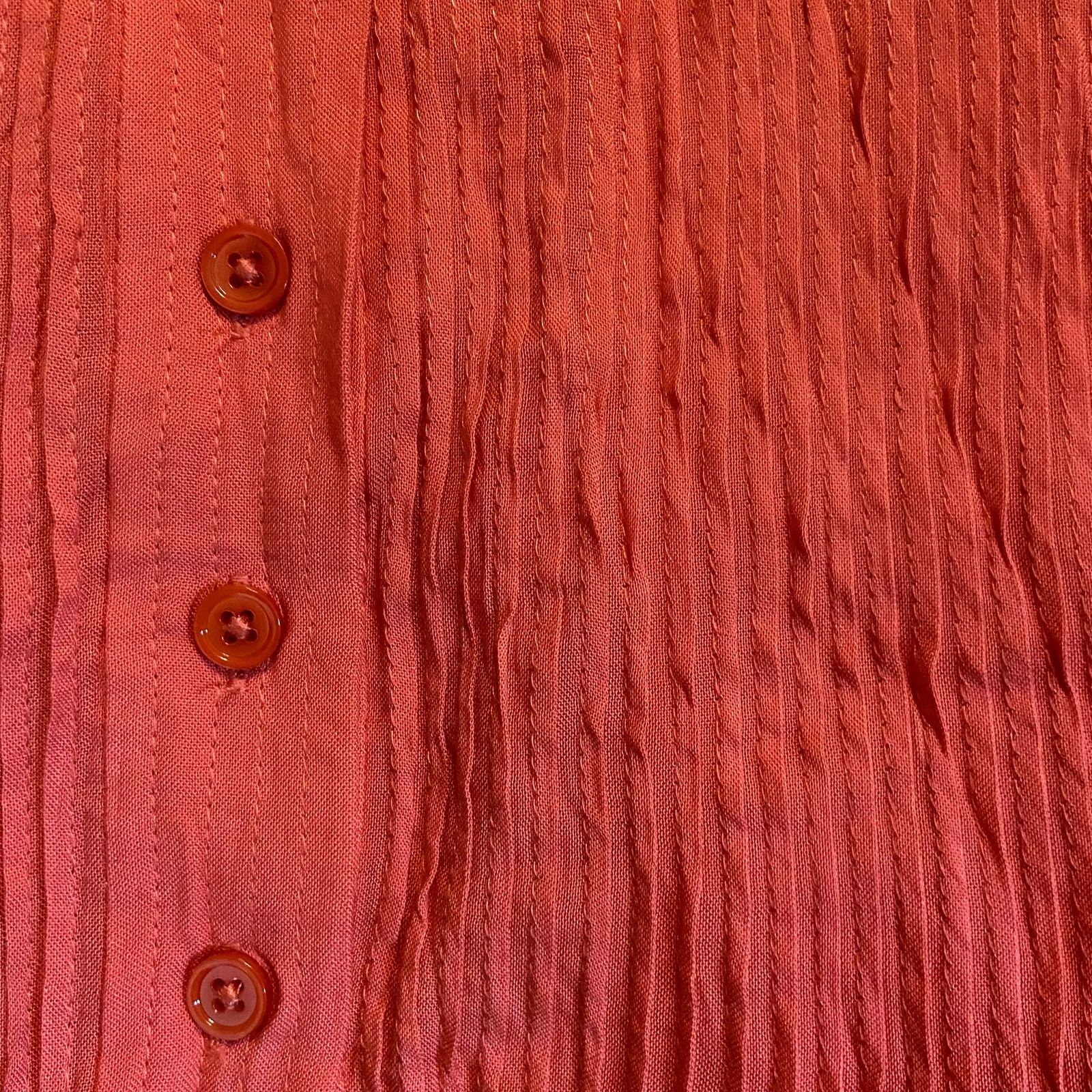 Sundance Mystic Falls Top 100% Rayon Pleated Top Button Detail Hi-Lo Hem Coral M - Image 3