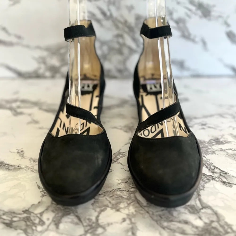 Fly London Plan Wedges Black Suede Nubuck Leather 36/5.5 Comfort Walking - Image 5
