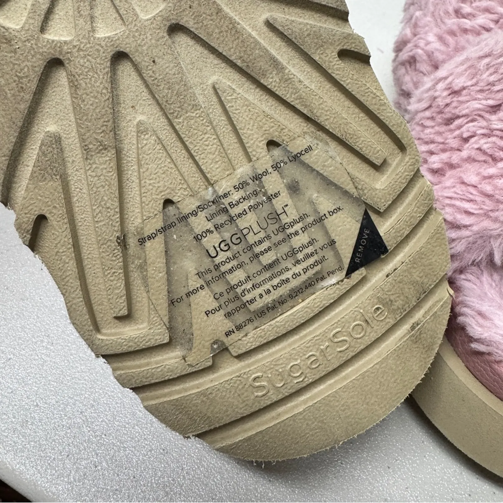 Ugg Pink Fuzz Sugar Cross Slide Sandals Womens 10 Casual Summer Platform Shoes - Image 5