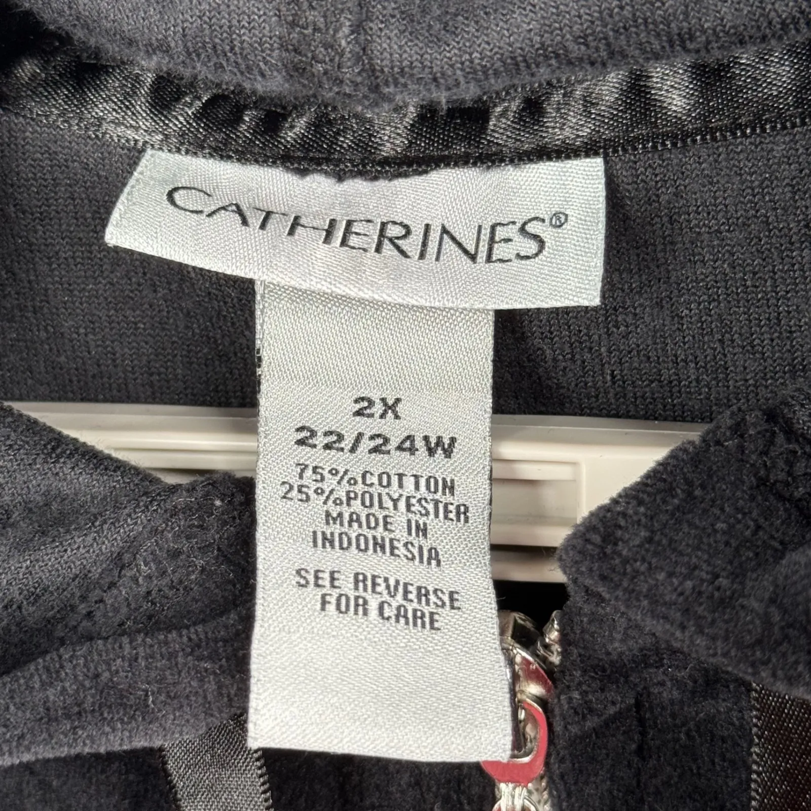 Catherines Hoodie Womens Black Velour Zip Up Sweatshirt Plus Size 2X Casual - Image 6