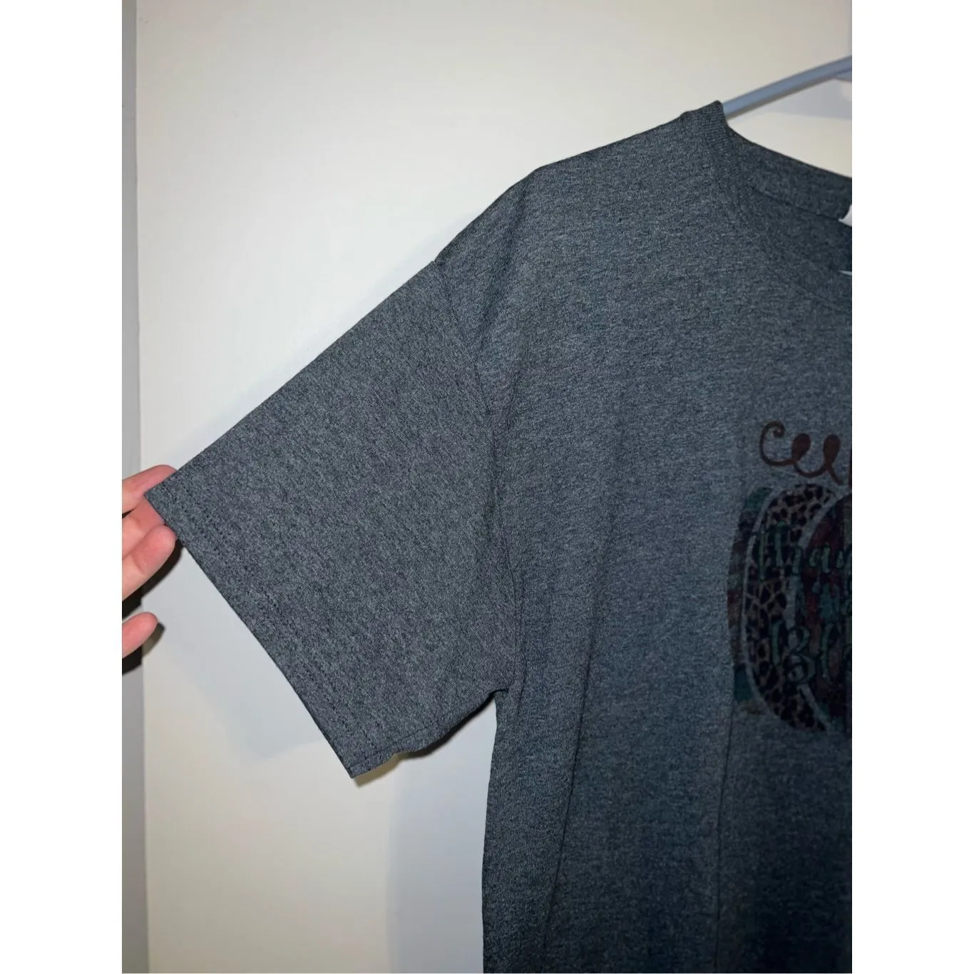 Blessed Thankful T-shirt Gildan Cotton Type Women’s Large Dark Gray Pumpkin - Image 3