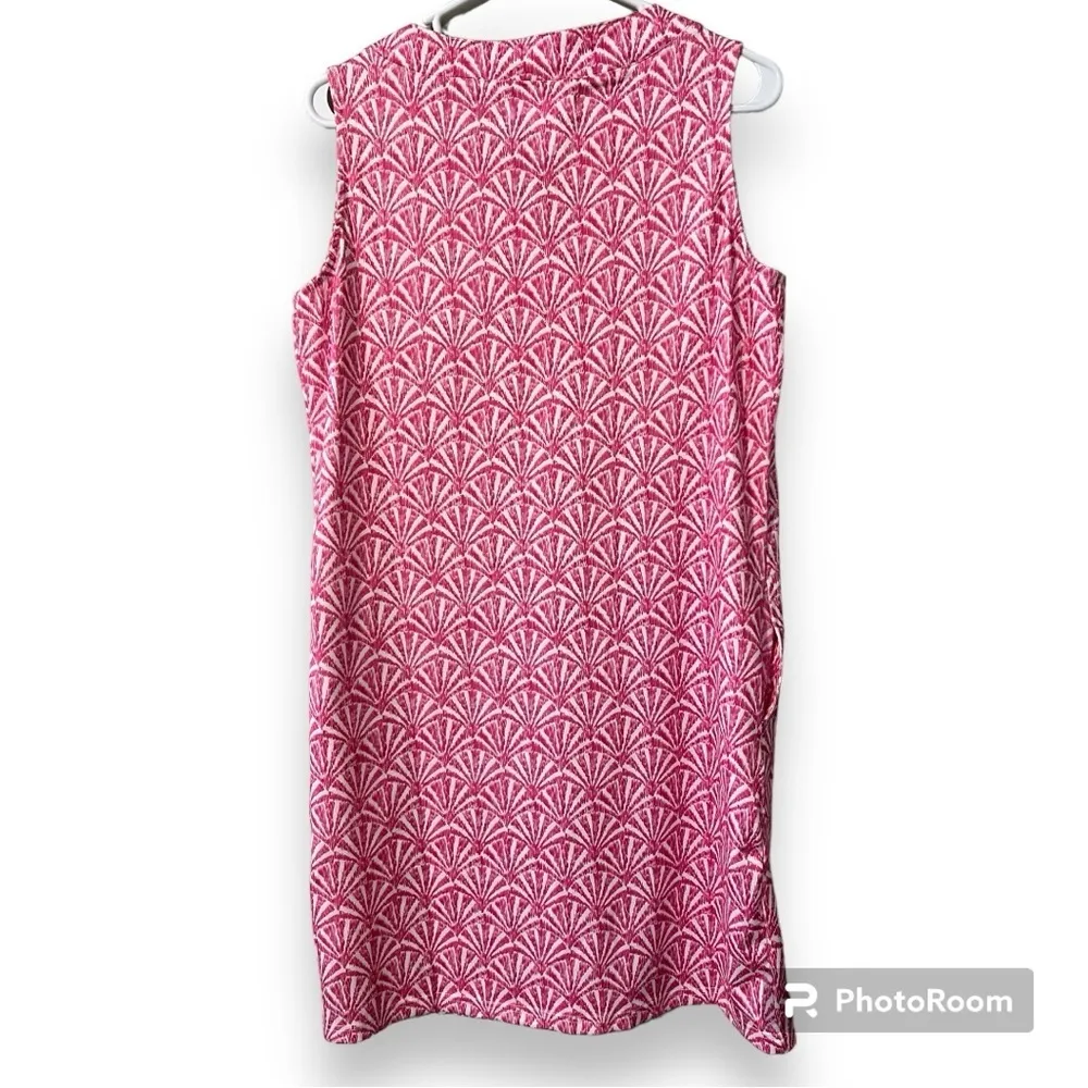 Stella Parker sz medium sleeveless sheath dress pink shell pattern with pockets - Image 5