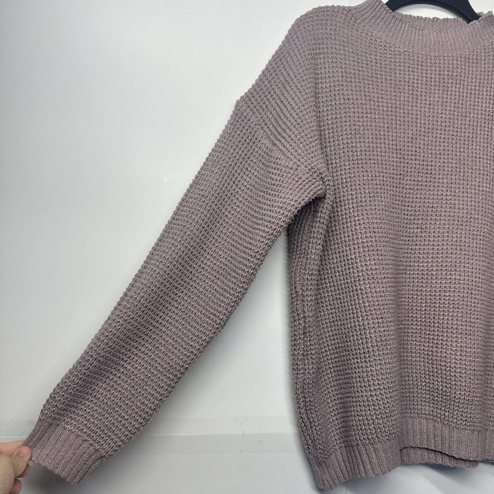 SHEIN Women’s Knit Sweater Size Large Lavender Pullover Chunky Waffle Knit - Image 2