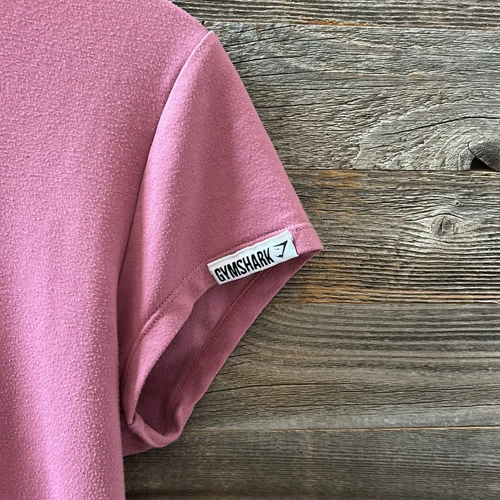 Gymshark V-Neck Short Sleeve Raw Hem Cinch Back Crop Fitness Top Size Small - Image 2