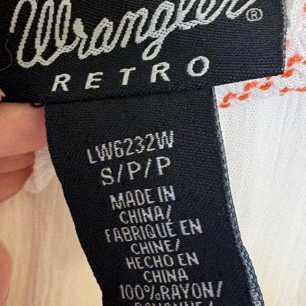 Wrangler Off Shoulder Boho Cowgirl Top White Embroidered Peasant Blouse S NWT - Image 10