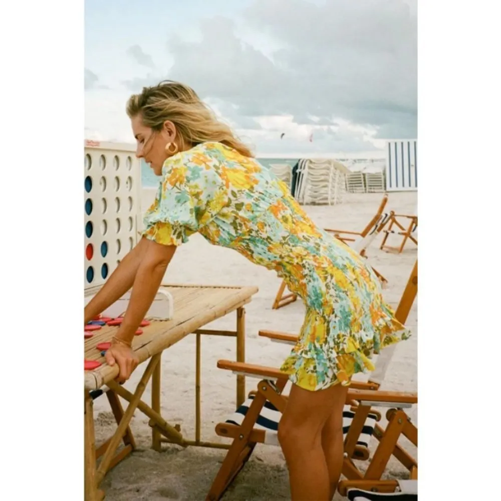 💕FAITHFULL THE BRAND💕 Margherita Shirred Crepe Mini Dress Annina Floral 10 NWT - Image 5