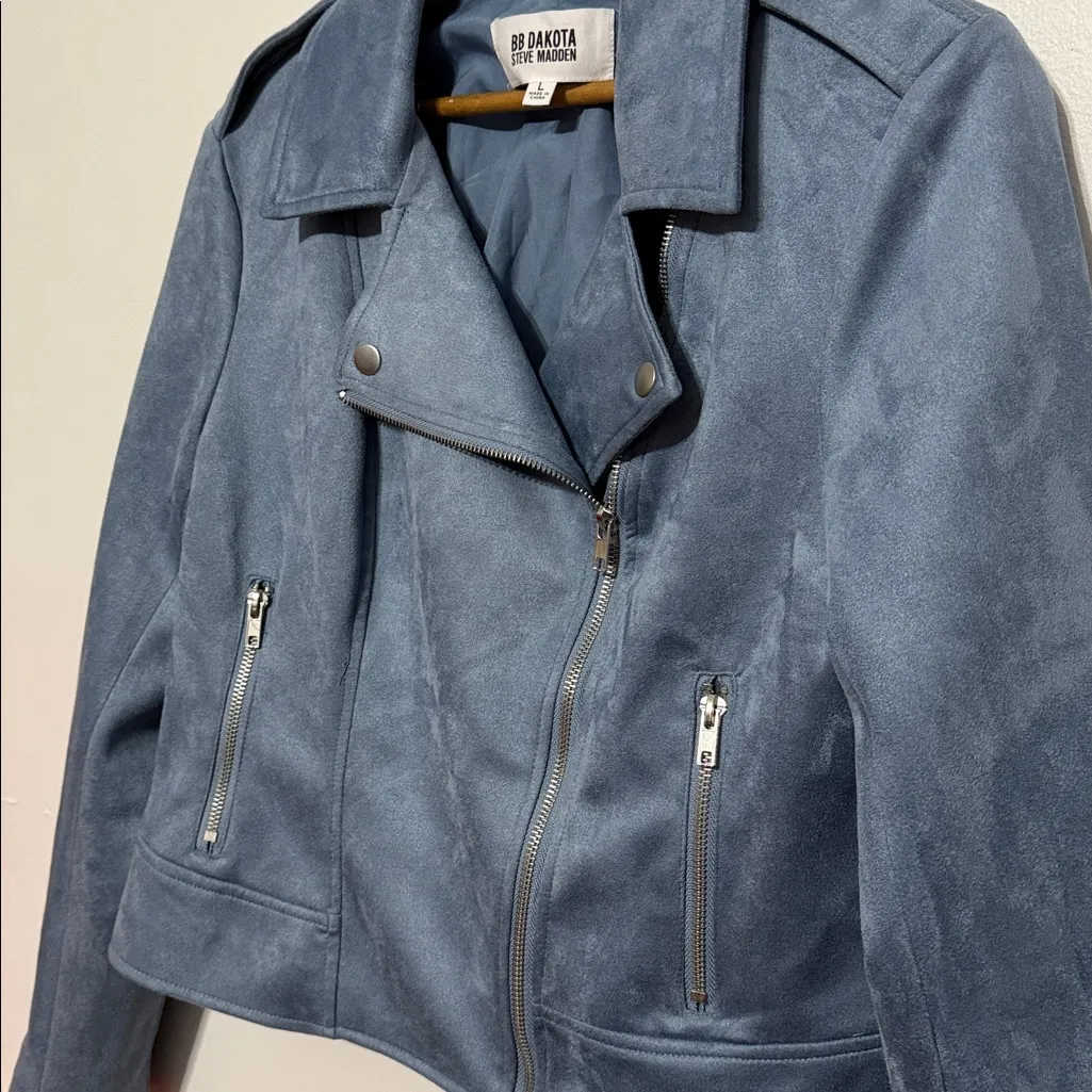 NEW BB DAKOTA STEVE MADDEN VEGAN FAUX SUEDE MOTO JACKET - Image 6