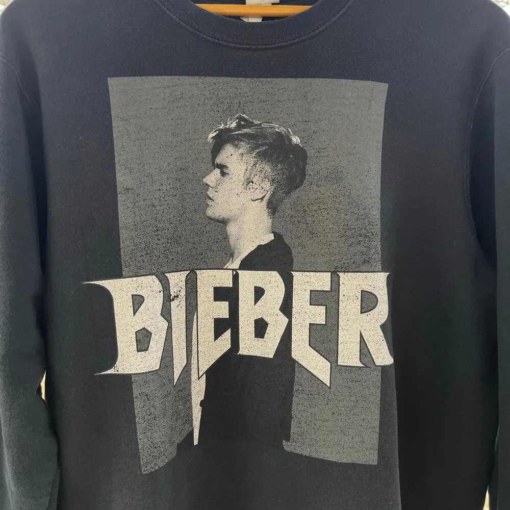 Bieber Sweatshirt Black Profile Pic Unisex Long Sleeves Size L - Image 3