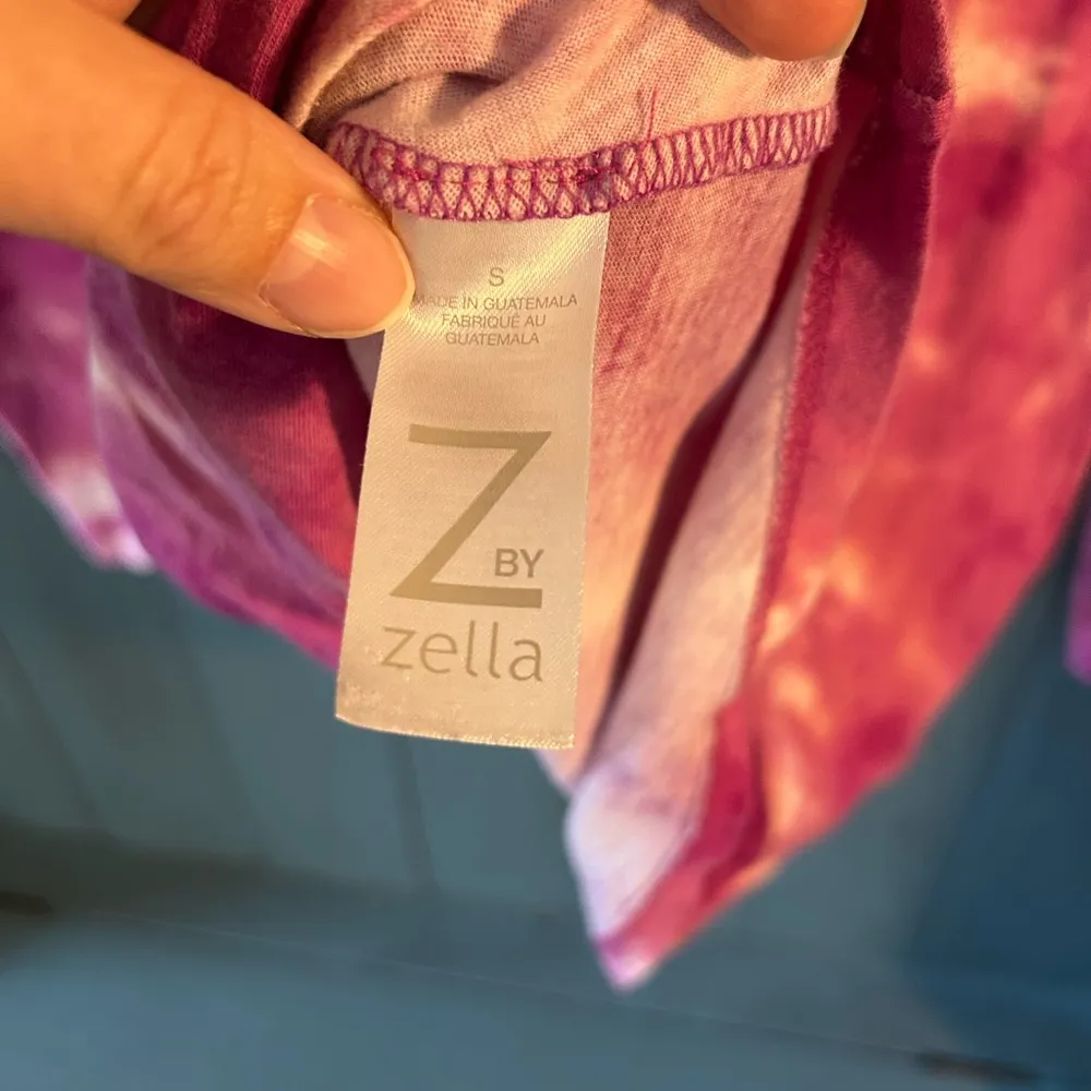 Z by Zella Pink/White Long Sleeve Front Knot Tie Dye Top | Women Size Small - Image 4