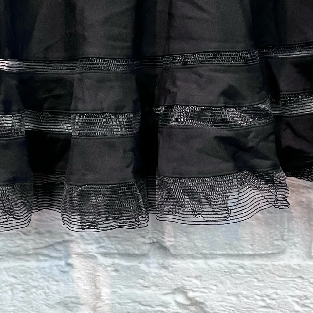 NWT Tadashi Shoji Small Black Fitted Mid-Length 3/4 Sleeve Mesh Stripe Dress - Image 5