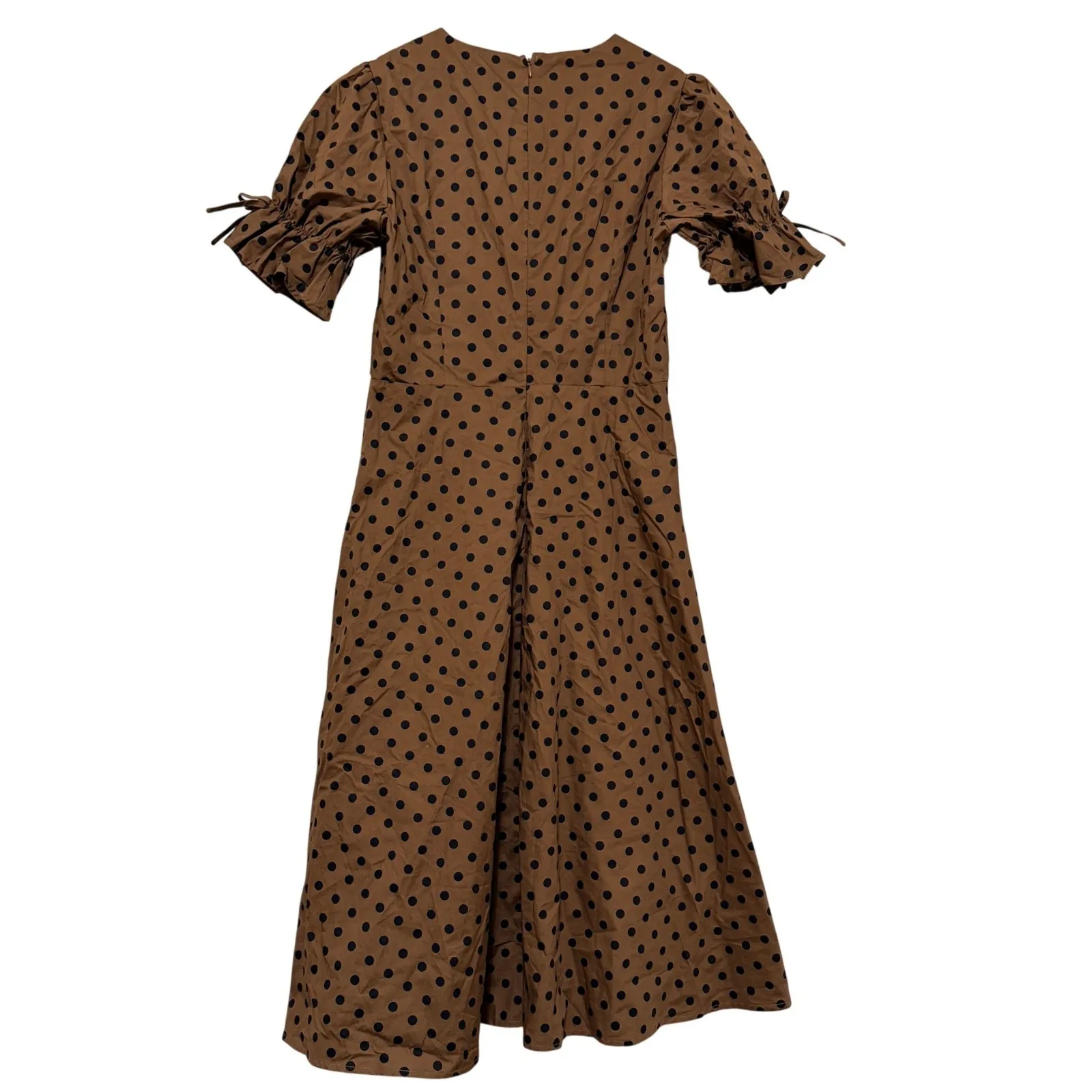 Petal & Pup Polka Dot Midi Dress Brown Pinup Retro Size Large - Image 2