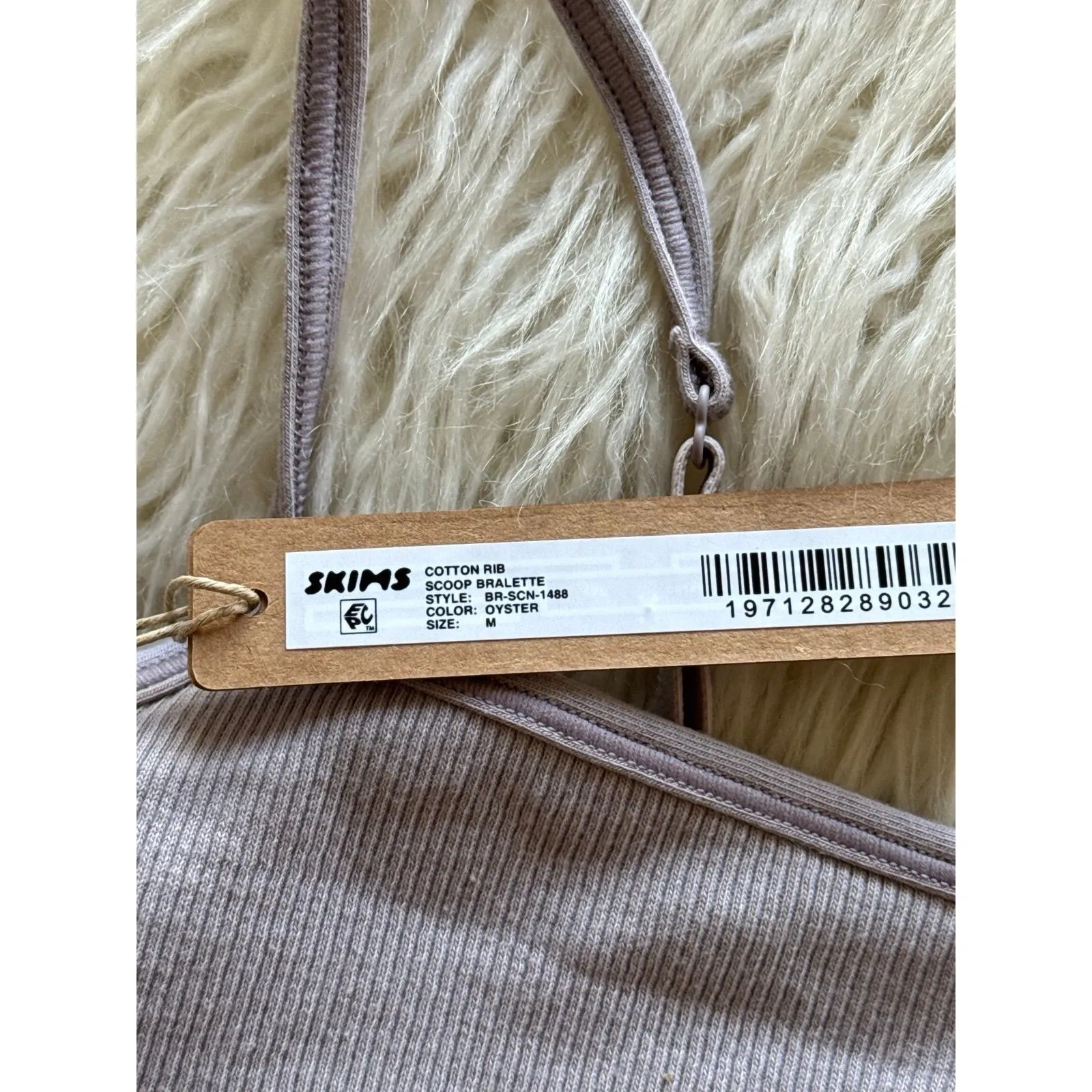 Skims Cotton Rib Scoop Bralette Oyster Size Medium - Image 7