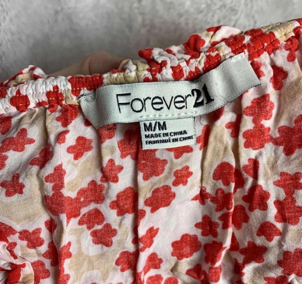 Floral Crop Top Orange cream and White Off Shoulder Size Medium - Image 8