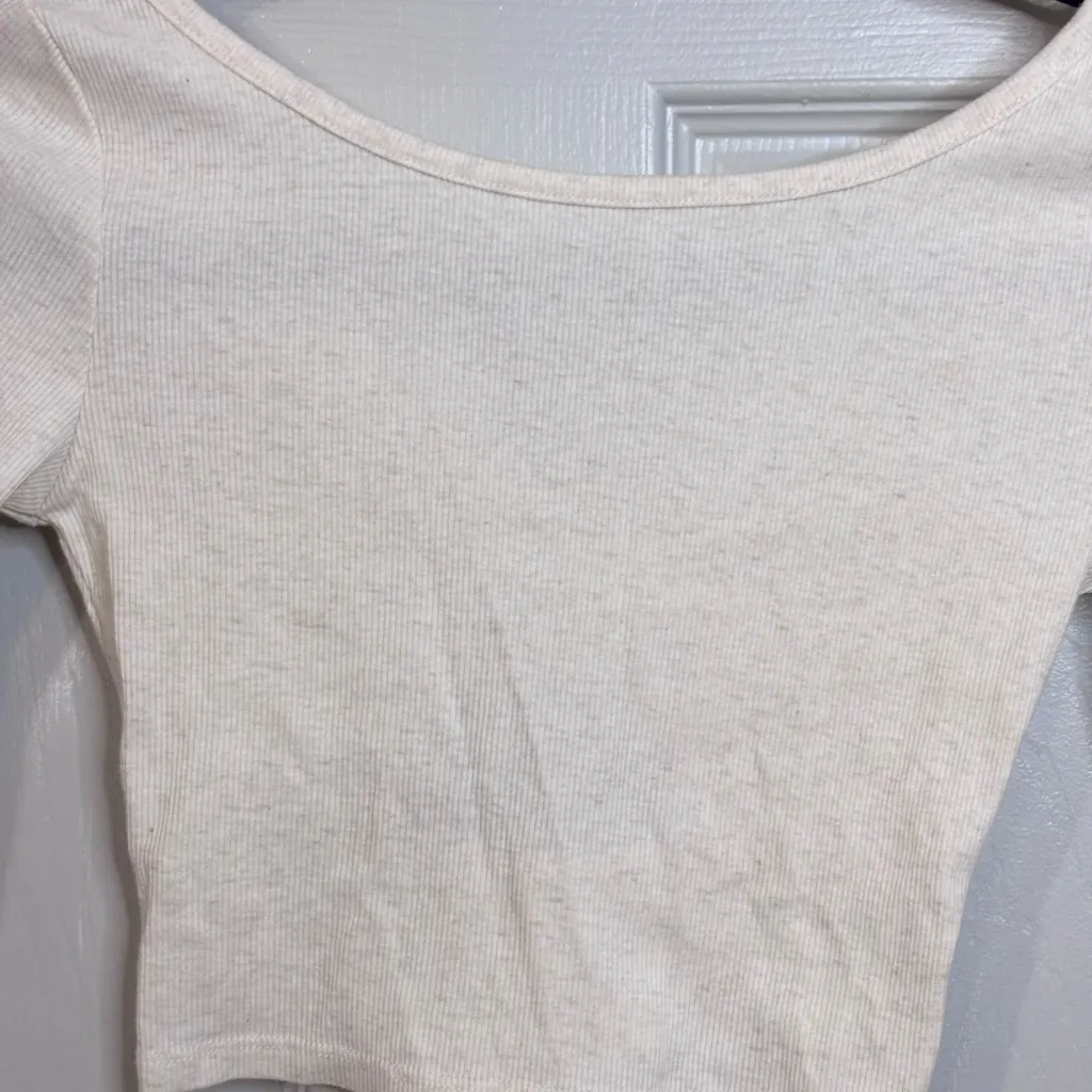 Arizona Jean Company Cream Twist back Crop Top women’s long sleeves small - Image 6