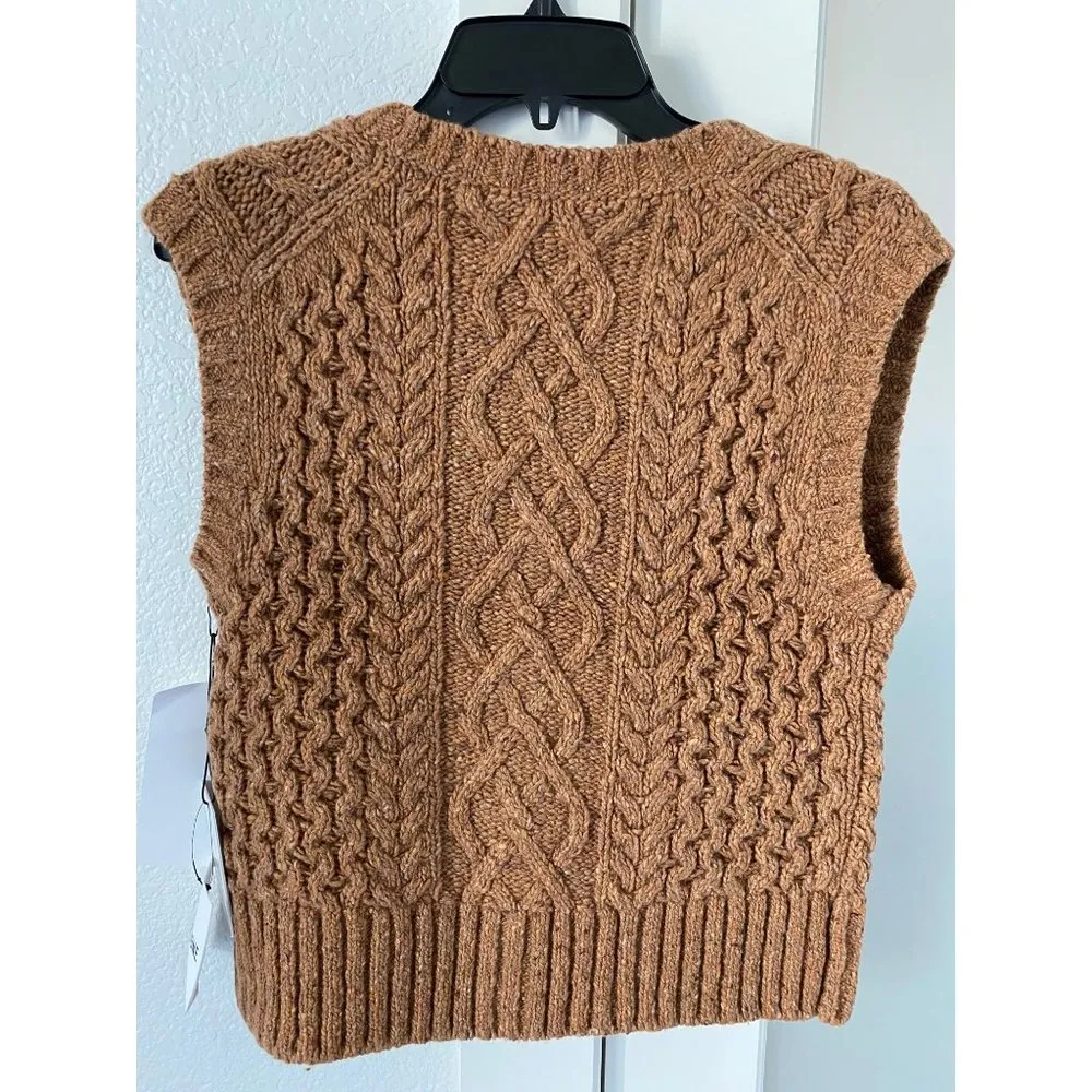 $375 NWT RE/DONE 50s CARDIGAN VEST IN CARAMEL SZ SMALL - Image 7