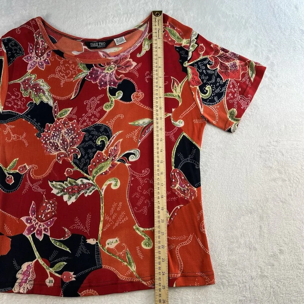 Vintage Y2K Plus 1X Asian Floral All Over Print Top Art To Wear Maximalist Funky - Image 10