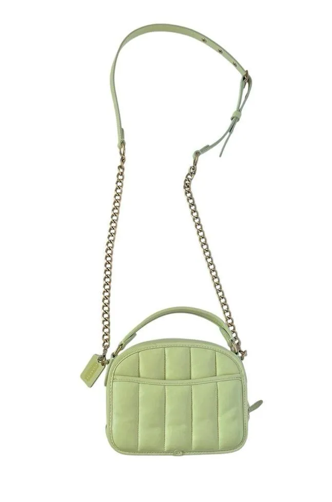 Coach classic lunchbox top handle purse pale lime with optional crossbody chain - Image 10