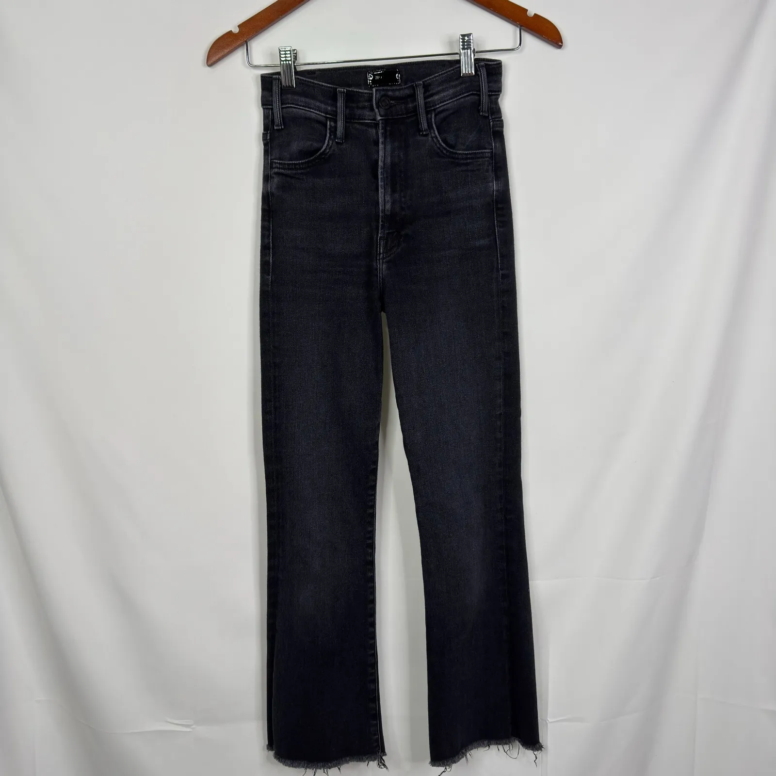 MOTHER The Hustler Ankle Fray Jeans Black Denim Women's Size 23 - Image 5