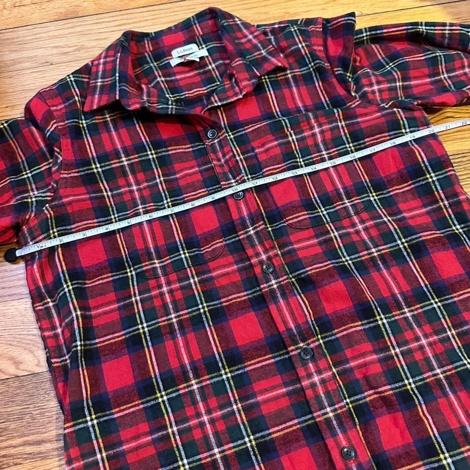 Red plaid ll bean button up shirt - Image 7
