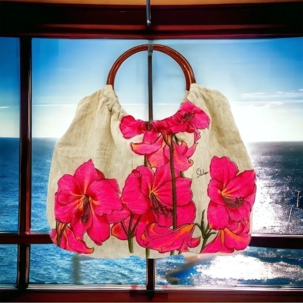 ALFRED SHAHEEN Vintage 60’s Linen Bag Pink - Image 2