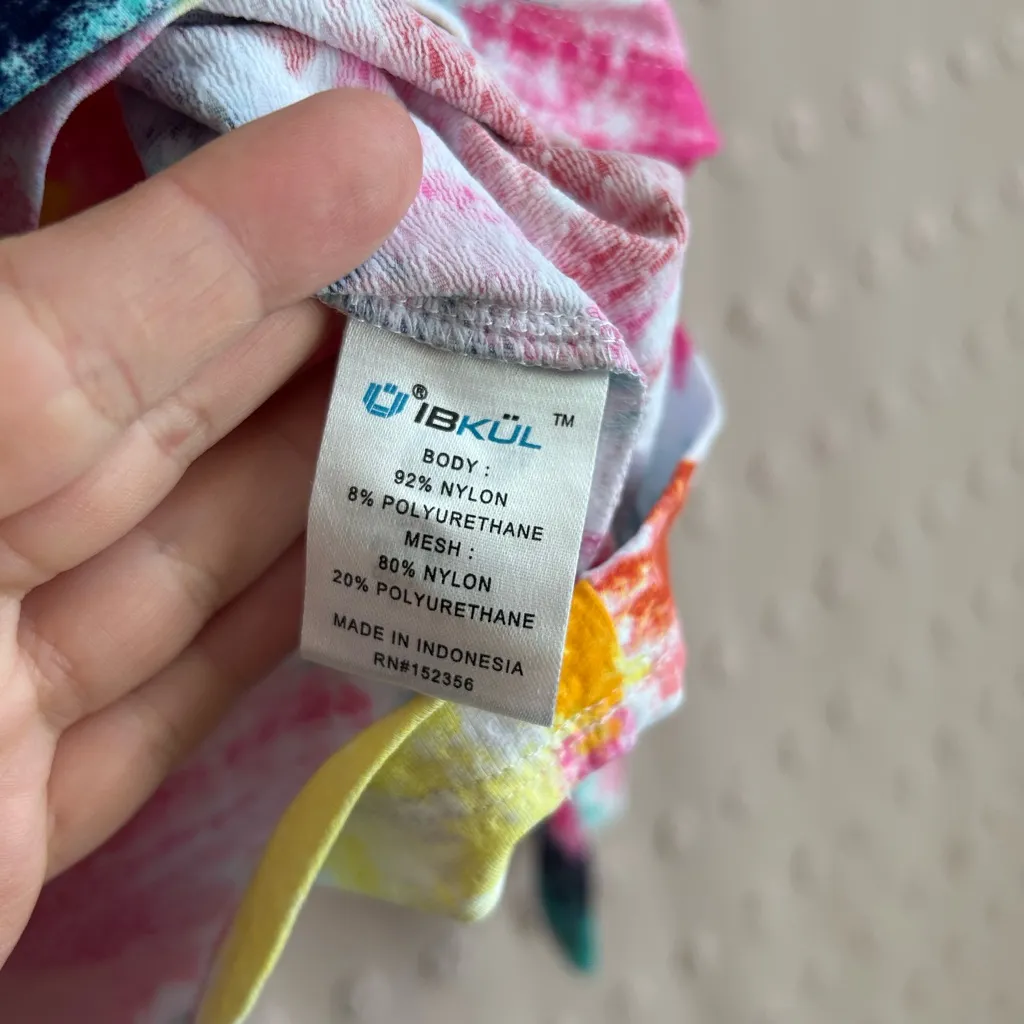 IBKUL Women’s Mock Neck Long Sleeve Sun Shirt Paint Stroke Abstract Sz S Pink - Image 5